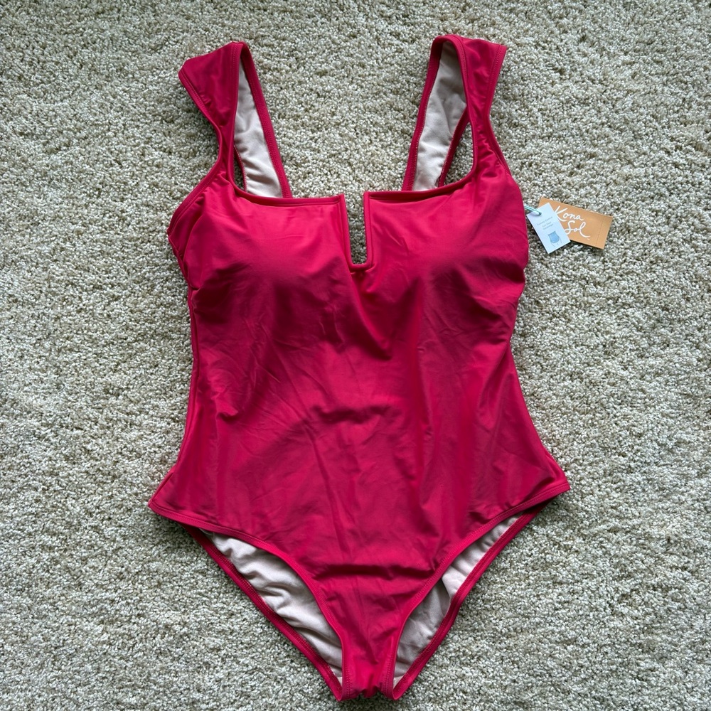 Kona Sol Women's Full Coverage Tummy Control Cap Sleeve U-Wire One Piece XL